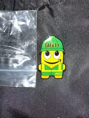 Safety Hard Hat Character Peccy Pin/brooch - Yellow & Green
